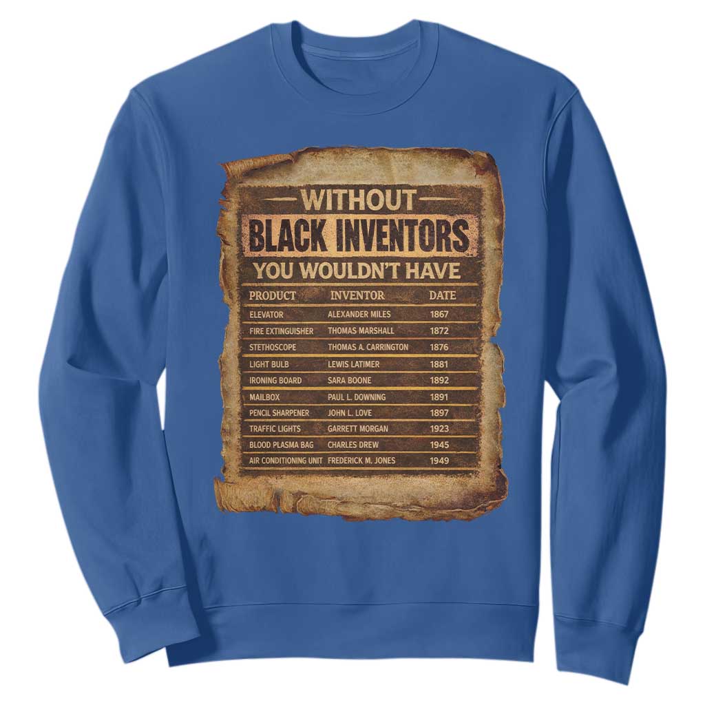 Black Inventors Sweatshirt Afro African Melanin Black History Month Juneteenth TS10 Royal Blue Print Your Wear