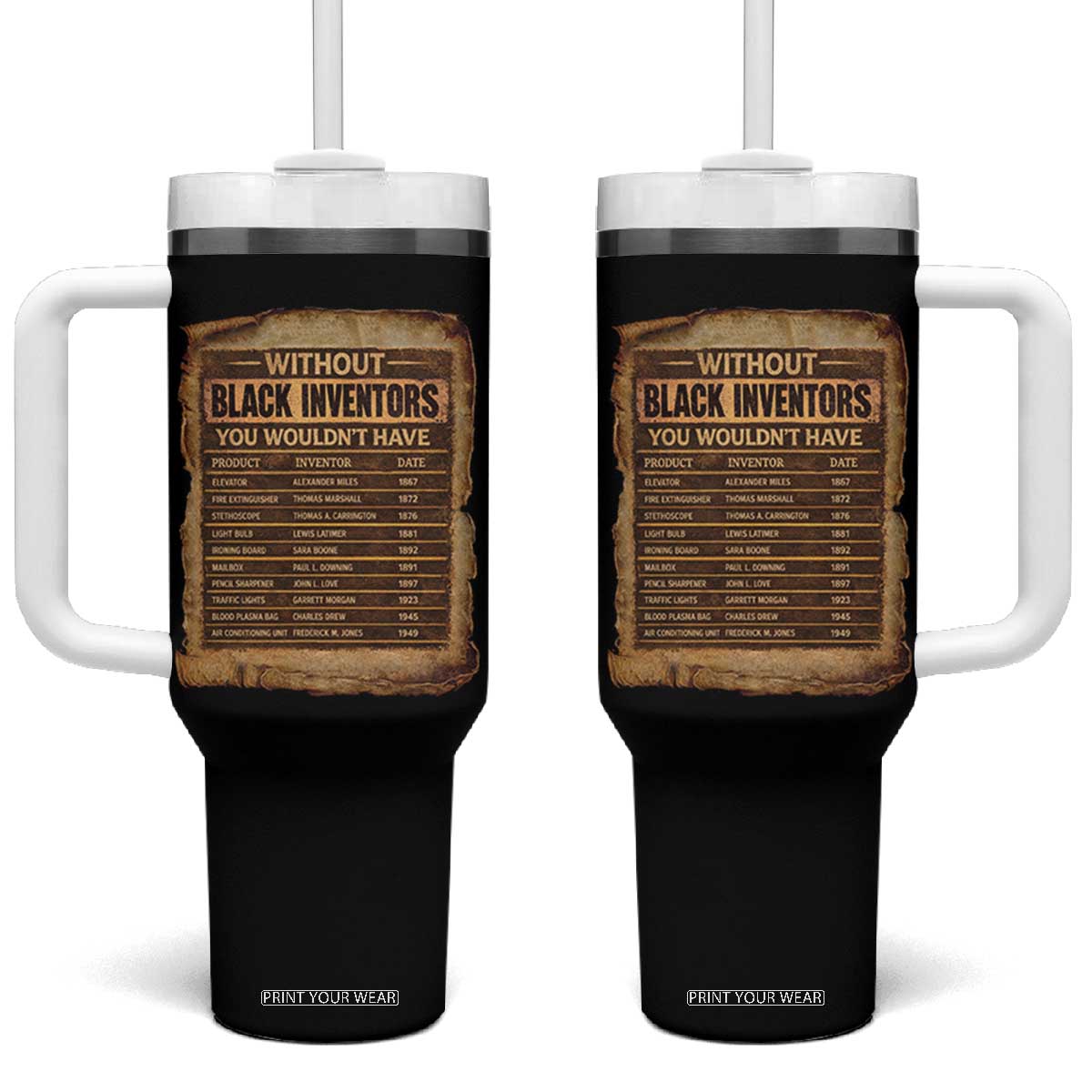 Black Inventors Tumbler With Handle Afro African Melanin Black History Month Juneteenth TS10 One Size: 40 oz Black Print Your Wear