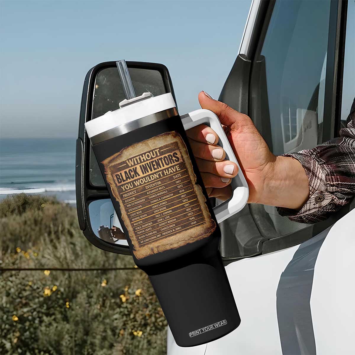Black Inventors Tumbler With Handle Afro African Melanin Black History Month Juneteenth TS10 Print Your Wear
