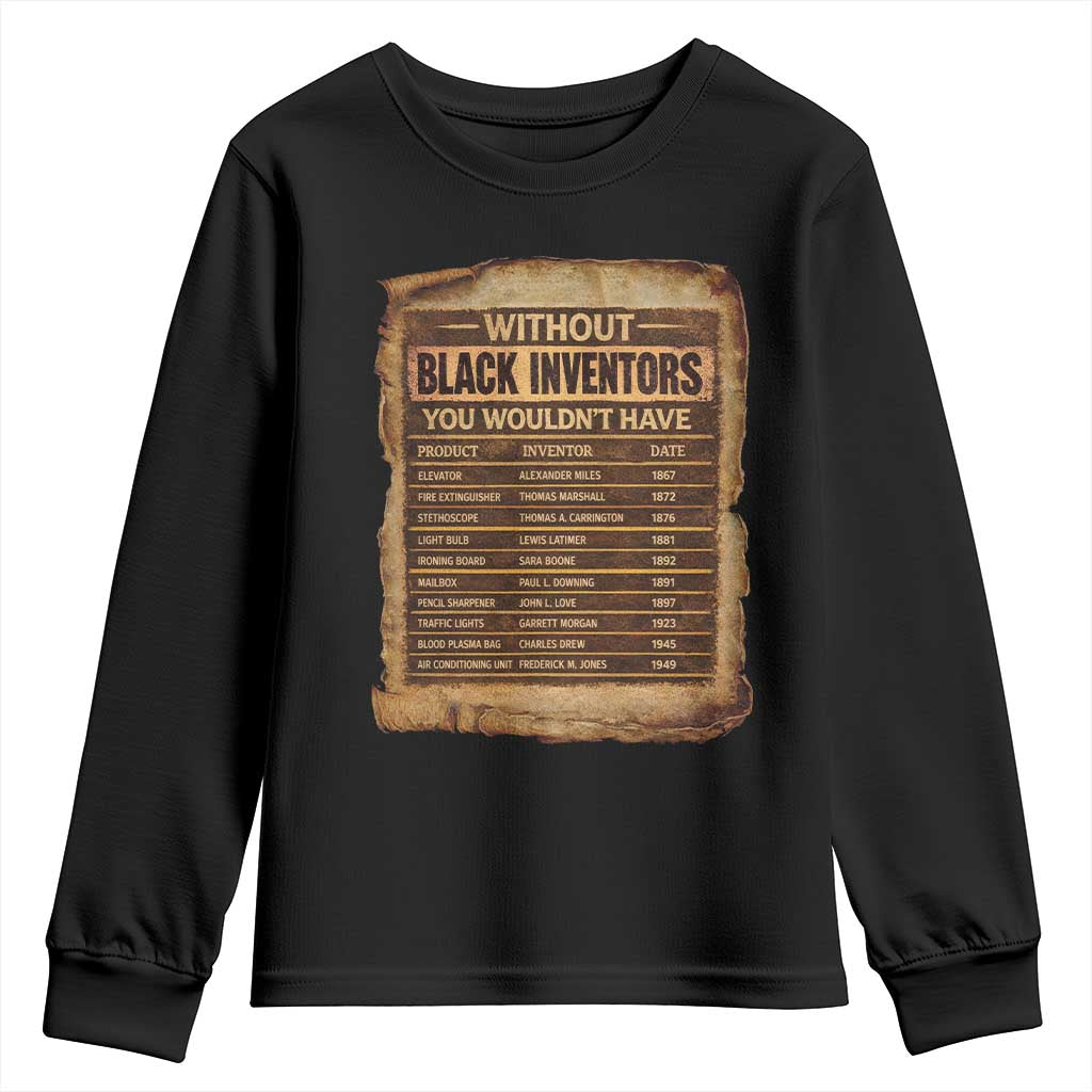 Black Inventors Youth Sweatshirt Afro African Melanin Black History Month Juneteenth TS10 Black Print Your Wear