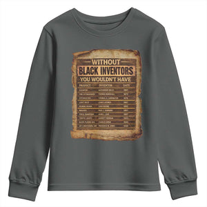 Black Inventors Youth Sweatshirt Afro African Melanin Black History Month Juneteenth TS10 Dark Heather Print Your Wear
