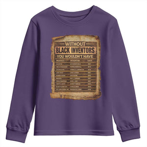 Black Inventors Youth Sweatshirt Afro African Melanin Black History Month Juneteenth TS10 Purple Print Your Wear