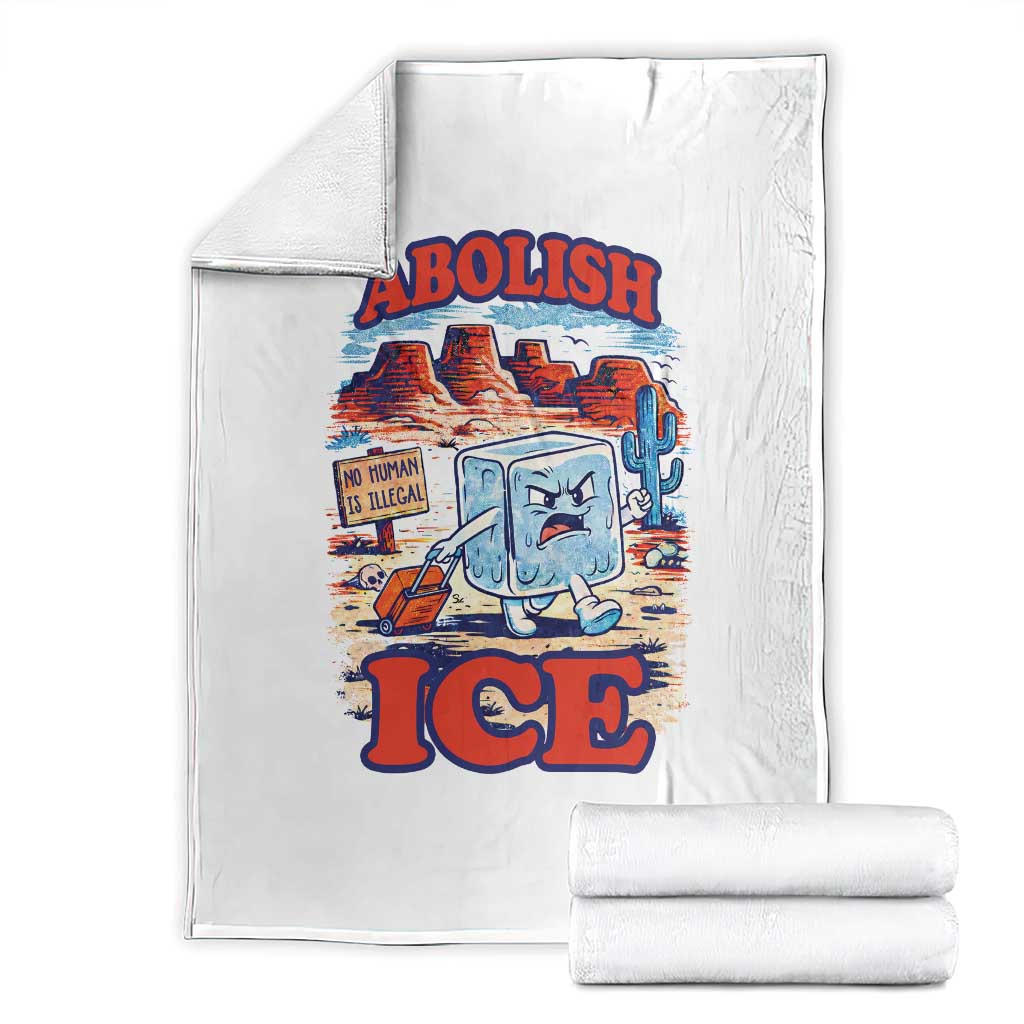 Abolish Ice Protest Throw Blanket Retro Protest No Human Is Illegal TS10 White Print Your Wear