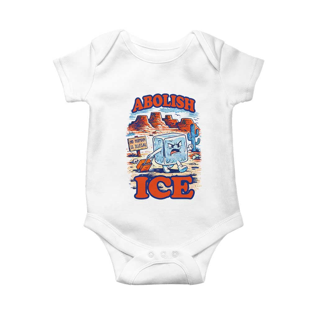 Abolish Ice Protest Baby Onesie Retro Protest No Human Is Illegal TS10 White Print Your Wear