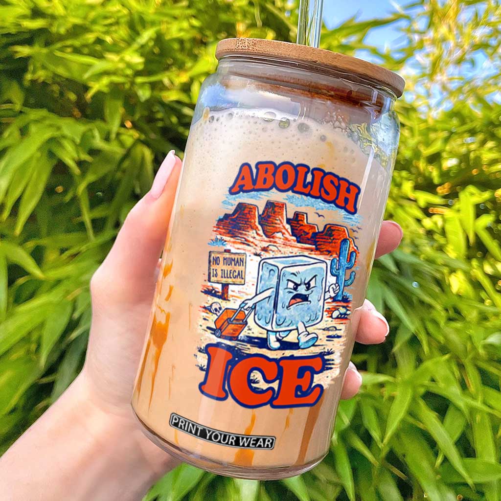 Abolish Ice Protest Glass Can Retro Protest No Human Is Illegal TS10 White Print Your Wear