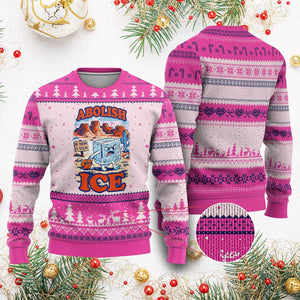 Abolish Ice Protest Ugly Christmas Sweater Retro Protest No Human Is Illegal TS10 Hot Pink Print Your Wear