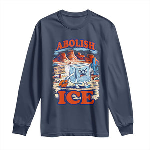 Abolish Ice Protest Long Sleeve Shirt Retro Protest No Human Is Illegal TS10 Navy Print Your Wear