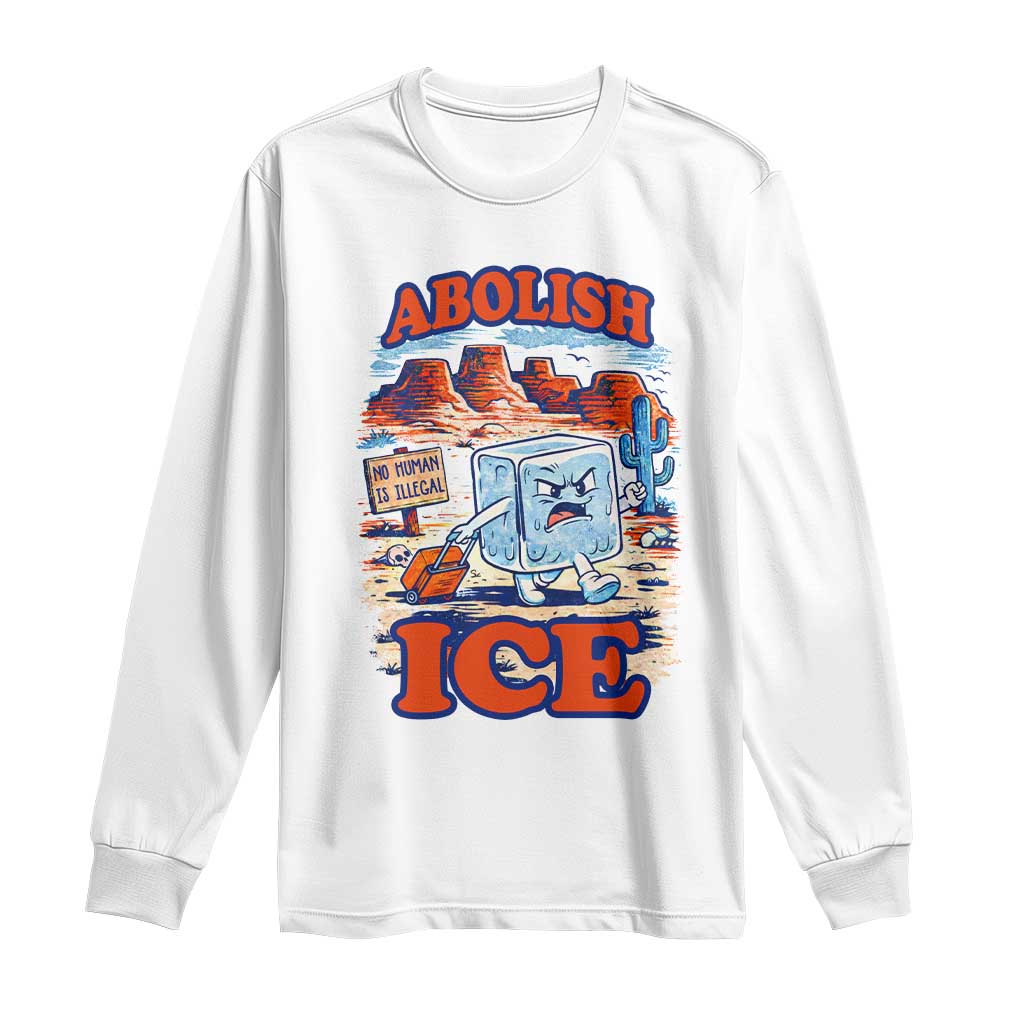 Abolish Ice Protest Long Sleeve Shirt Retro Protest No Human Is Illegal TS10 White Print Your Wear