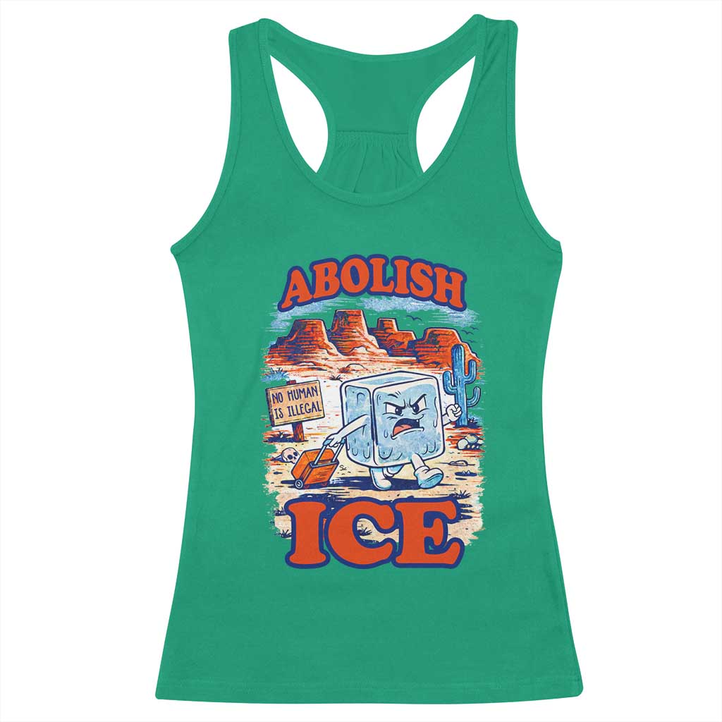 Abolish Ice Protest Racerback Tank Top Retro Protest No Human Is Illegal TS10 Irish Green Print Your Wear