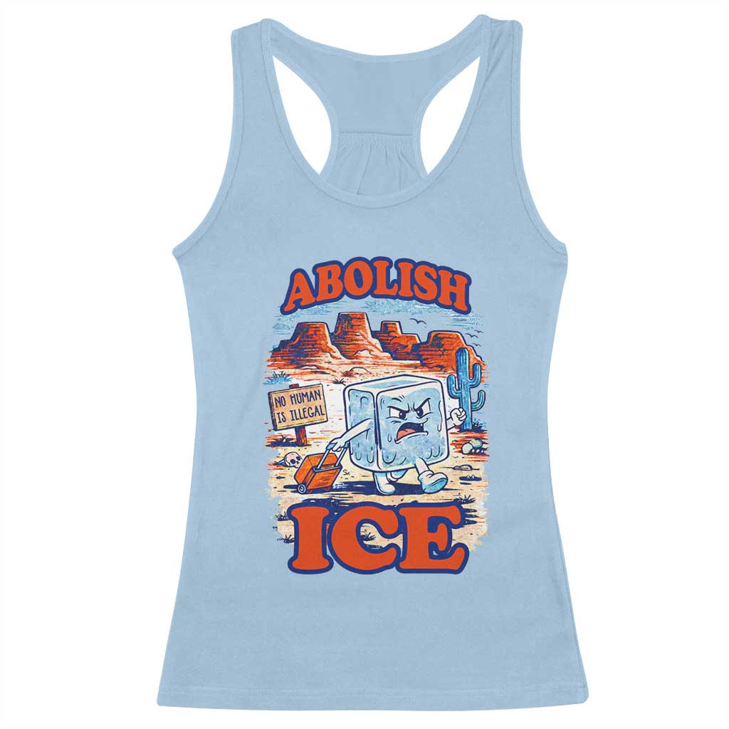 Abolish Ice Protest Racerback Tank Top Retro Protest No Human Is Illegal TS10 Light Blue Print Your Wear
