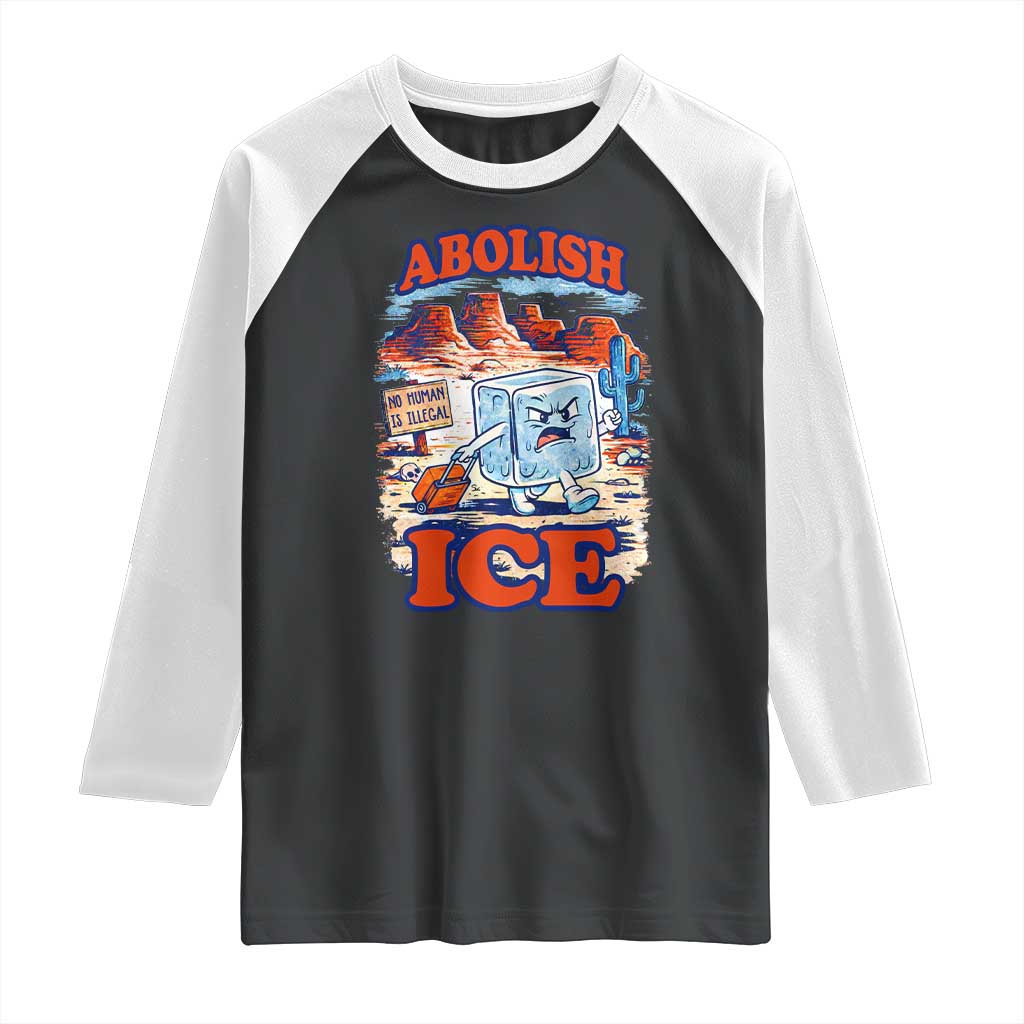 Abolish Ice Protest Raglan Shirt Retro Protest No Human Is Illegal TS10 Black White Print Your Wear