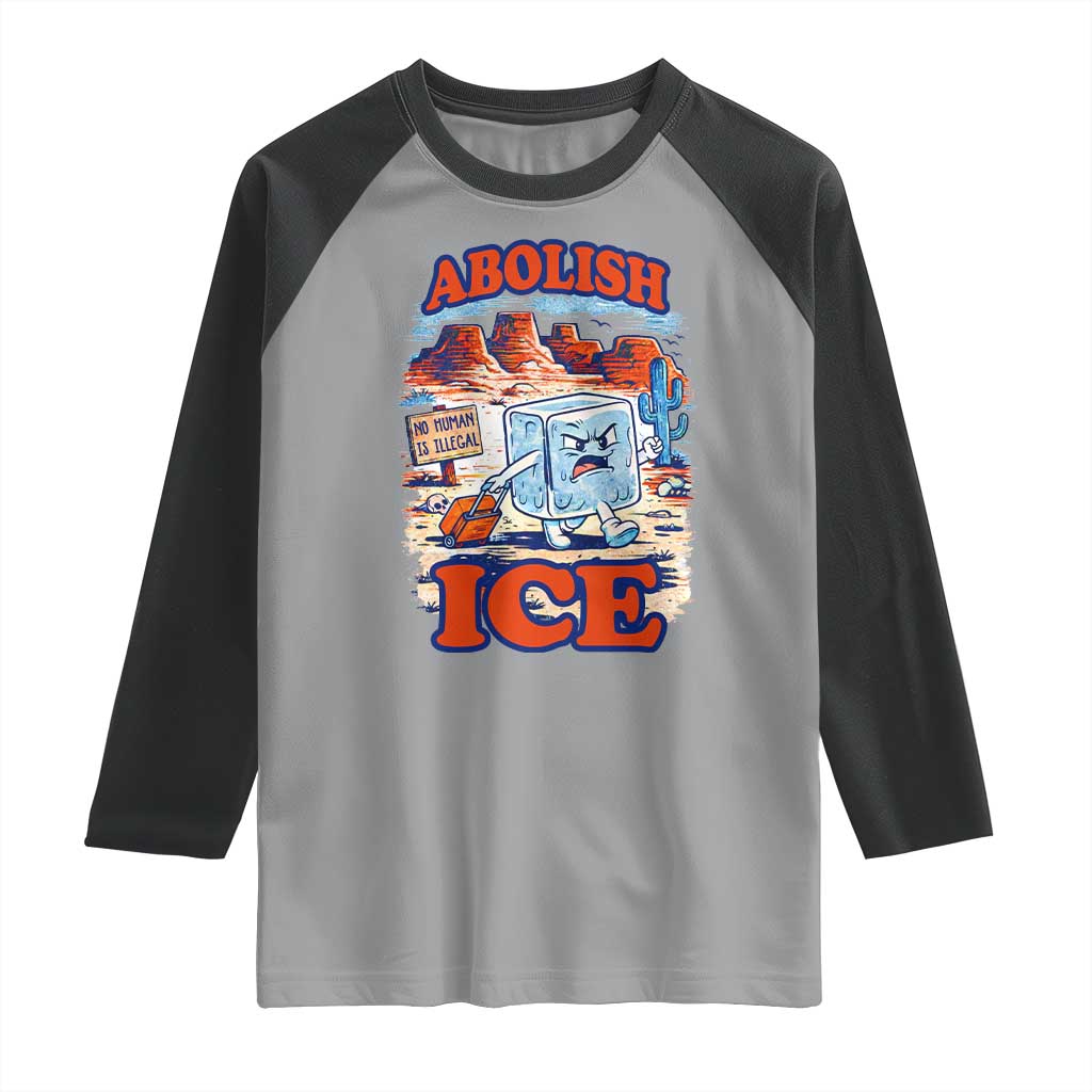 Abolish Ice Protest Raglan Shirt Retro Protest No Human Is Illegal TS10 Sport Gray Black Print Your Wear