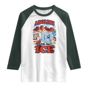Abolish Ice Protest Raglan Shirt Retro Protest No Human Is Illegal TS10 White Dark Forest Green Print Your Wear