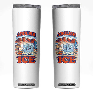 Abolish Ice Protest Skinny Tumbler Retro Protest No Human Is Illegal TS10 White Print Your Wear