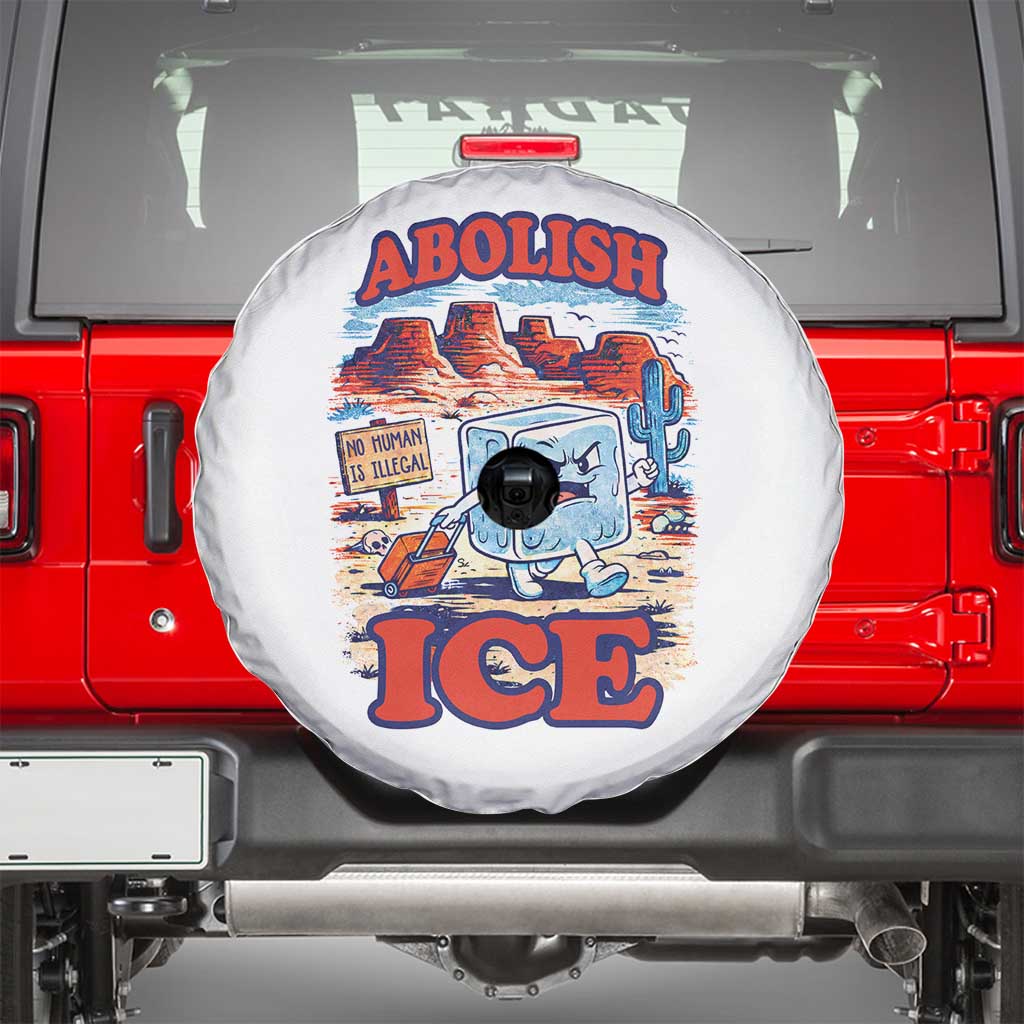 Abolish Ice Protest Spare Tire Cover Retro Protest No Human Is Illegal TS10 Black Print Your Wear