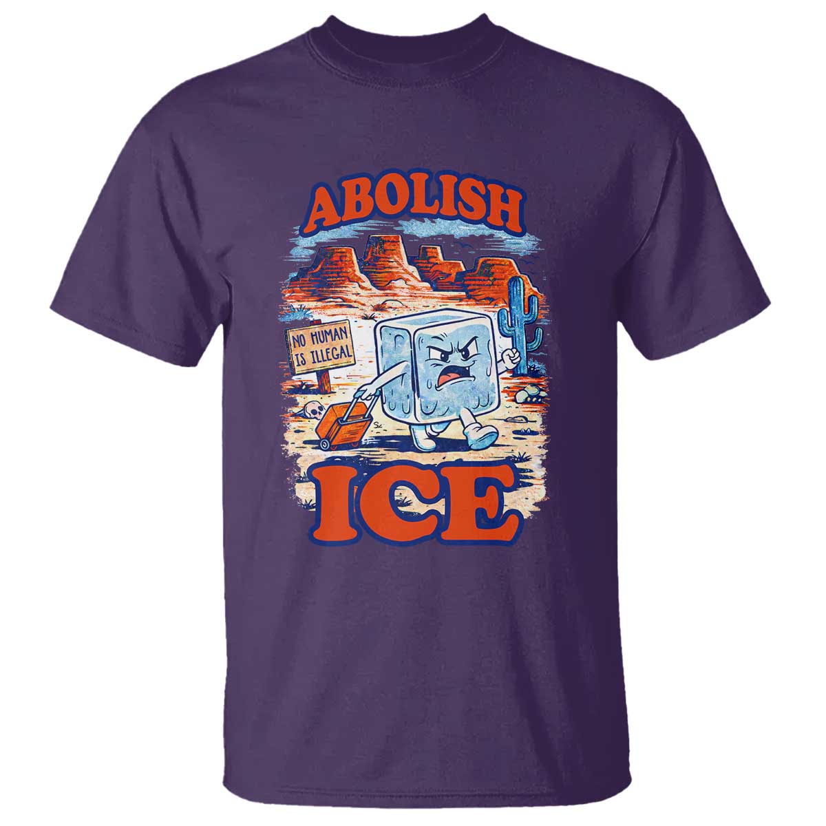 Abolish Ice Protest T Shirt Retro Protest No Human Is Illegal TS10 Purple Print Your Wear