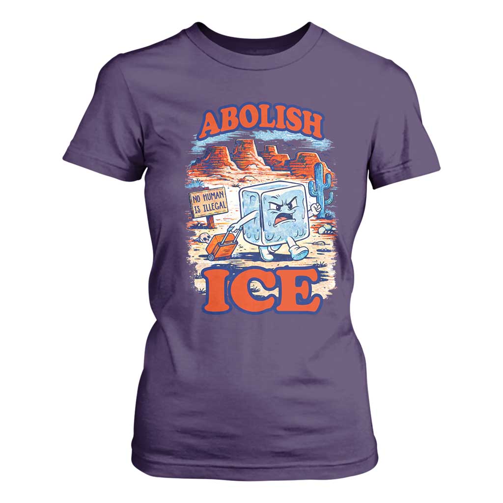 Abolish Ice Protest T Shirt For Women Retro Protest No Human Is Illegal TS10 Purple Print Your Wear