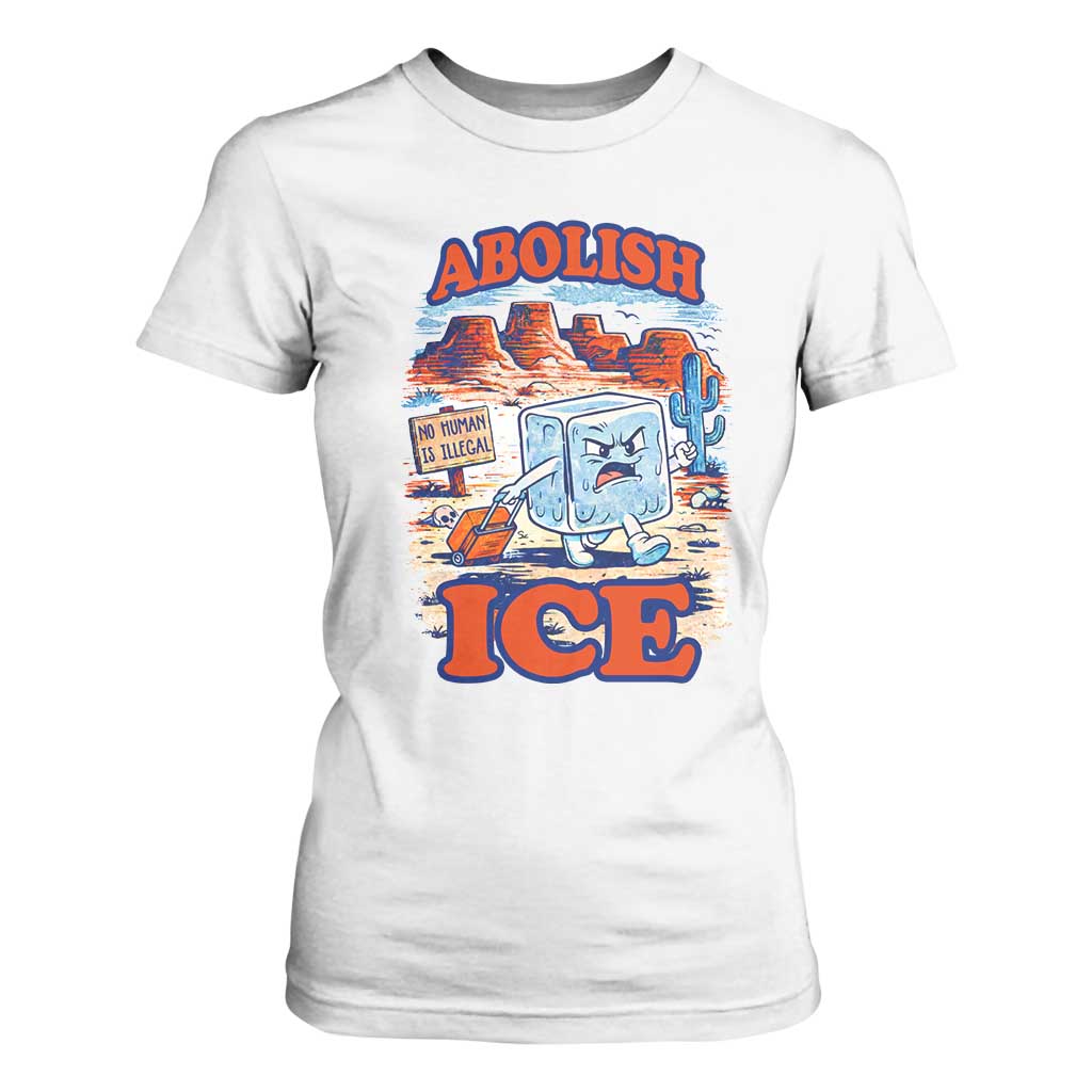 Abolish Ice Protest T Shirt For Women Retro Protest No Human Is Illegal TS10 White Print Your Wear