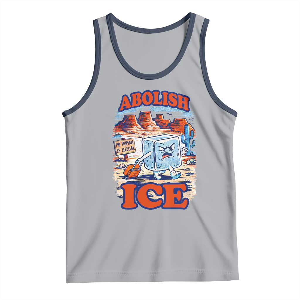 Abolish Ice Protest Tank Top Retro Protest No Human Is Illegal TS10 Athletic Heather Navy Print Your Wear