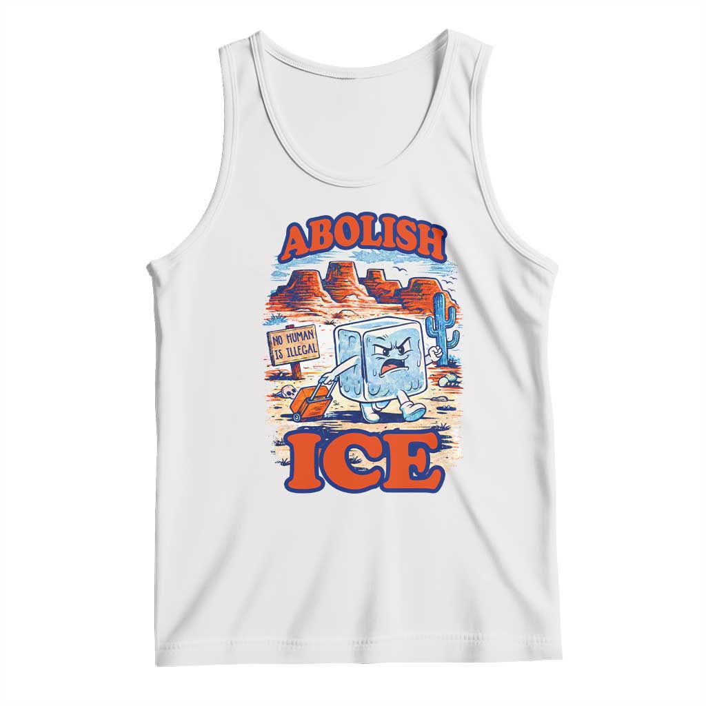 Abolish Ice Protest Tank Top Retro Protest No Human Is Illegal TS10 White Print Your Wear