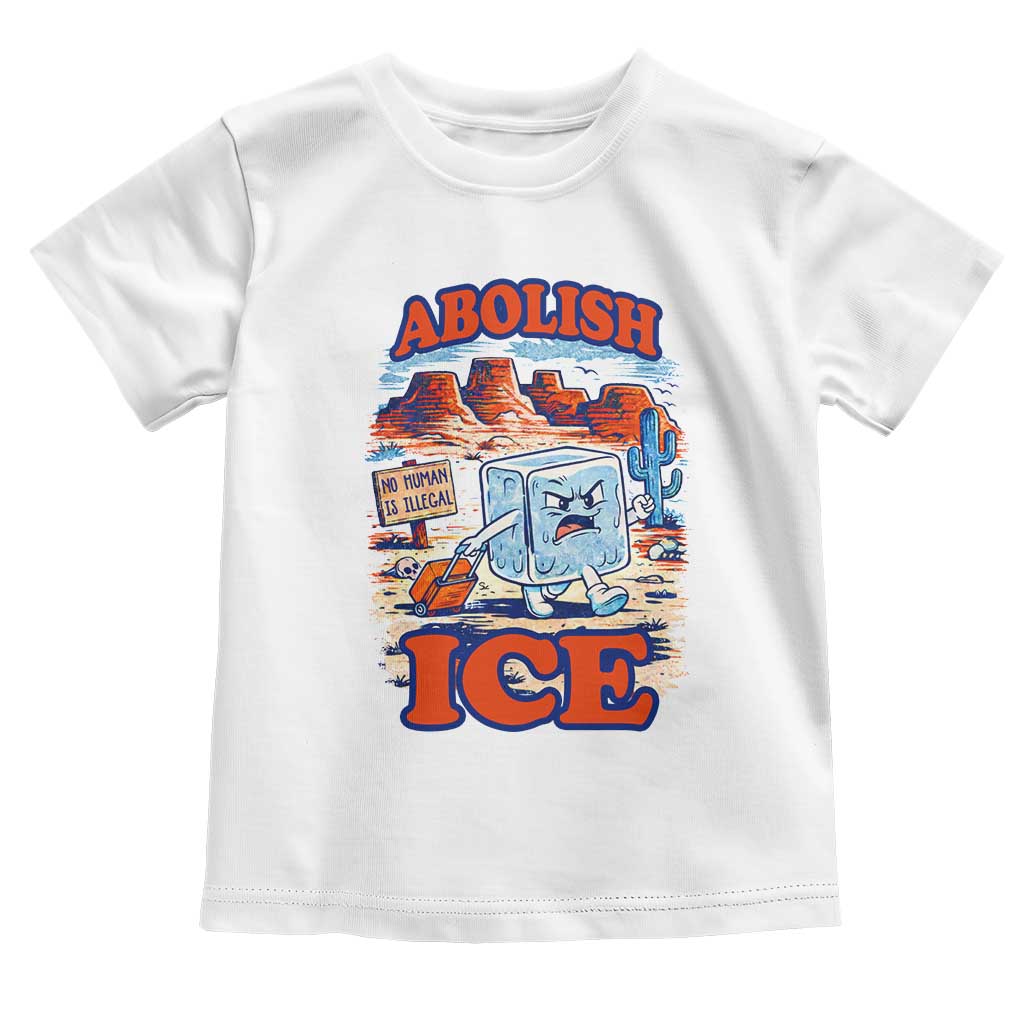 Abolish Ice Protest Toddler T Shirt Retro Protest No Human Is Illegal TS10 White Print Your Wear