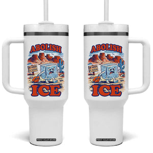 Abolish Ice Protest Tumbler With Handle Retro Protest No Human Is Illegal TS10 One Size: 40 oz White Print Your Wear