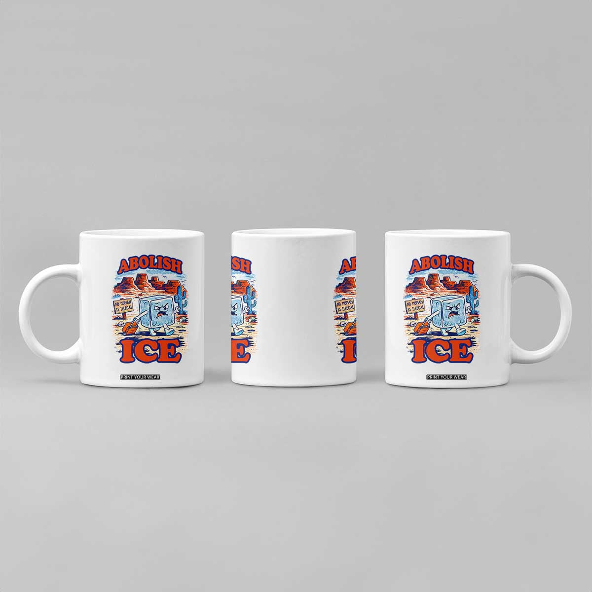 Abolish Ice Protest Coffee Mug Retro Protest No Human Is Illegal TS10 Print Your Wear