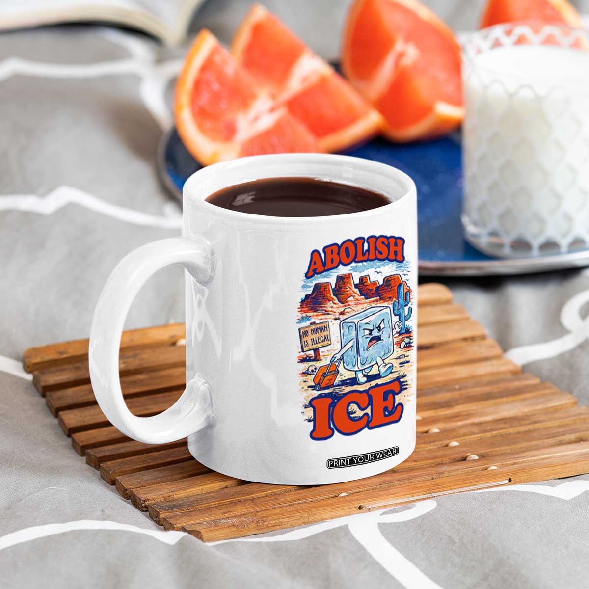 Abolish Ice Protest Coffee Mug Retro Protest No Human Is Illegal TS10 Print Your Wear