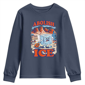 Abolish Ice Protest Youth Sweatshirt Retro Protest No Human Is Illegal TS10 Navy Print Your Wear
