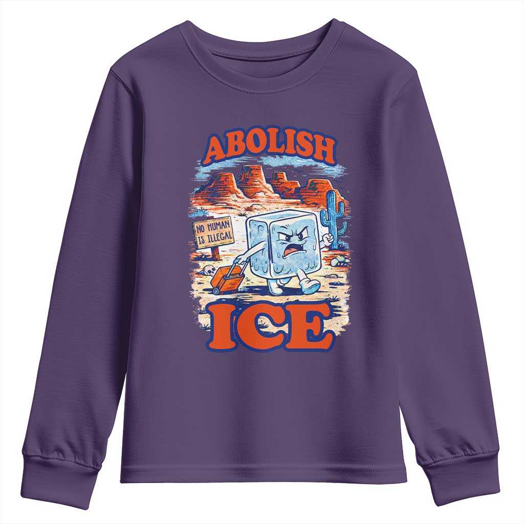 Abolish Ice Protest Youth Sweatshirt Retro Protest No Human Is Illegal TS10 Purple Print Your Wear