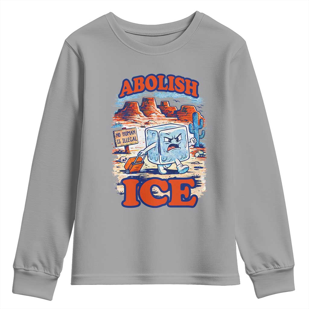 Abolish Ice Protest Youth Sweatshirt Retro Protest No Human Is Illegal TS10 Sport Gray Print Your Wear
