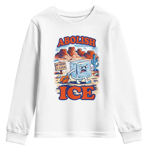 Abolish Ice Protest Youth Sweatshirt Retro Protest No Human Is Illegal TS10 White Print Your Wear