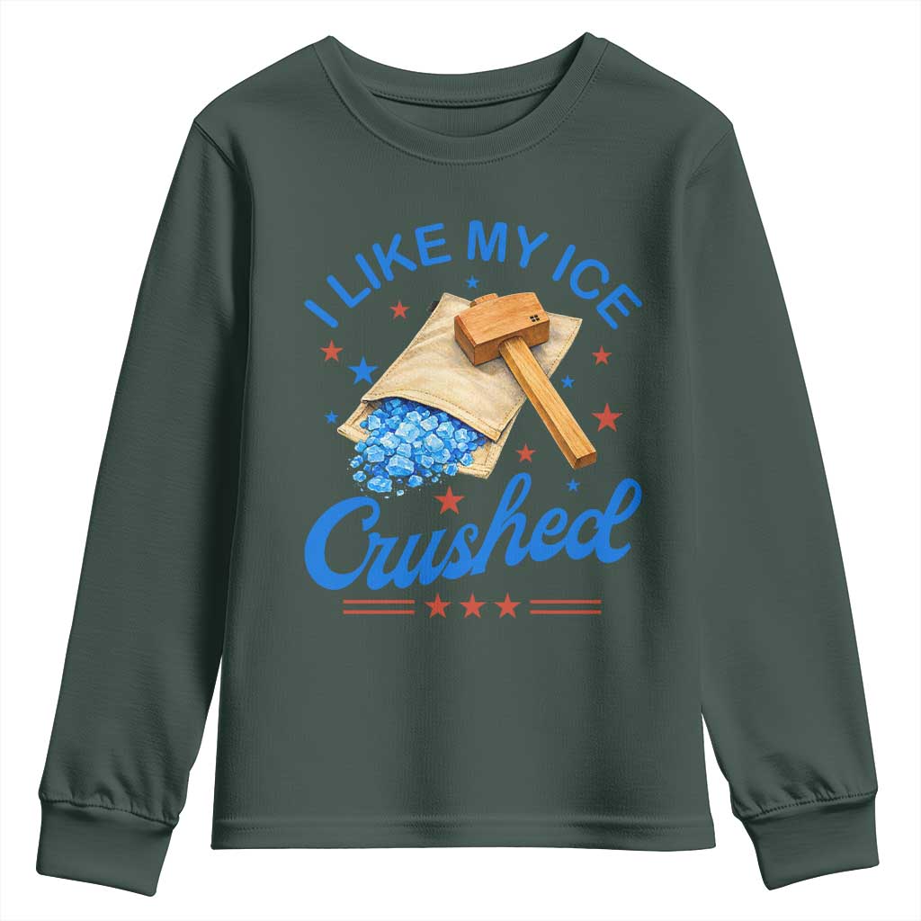 Subtle Abolish ICE Youth Sweatshirt Funny Vintage I Like My Ice Crushed TS10 Dark Forest Green Print Your Wear