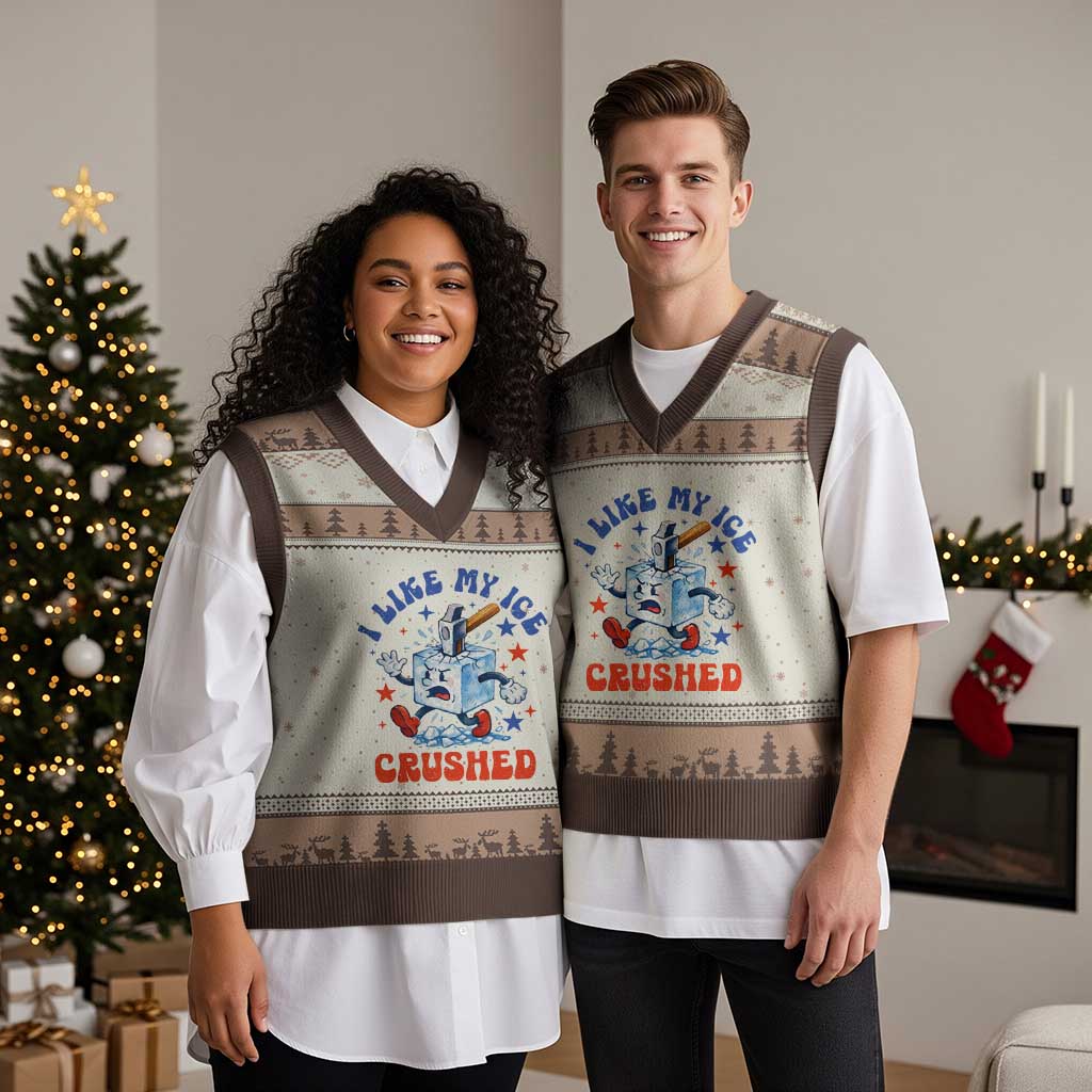 Subtle Abolish ICE V-Neck Knit Sweater Vest Vintage I Like My Ice Crushed TS10 Mocha Mousse Print Your Wear