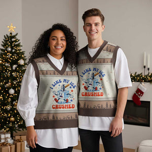 Subtle Abolish ICE V-Neck Knit Sweater Vest Vintage I Like My Ice Crushed TS10 Mocha Mousse Print Your Wear