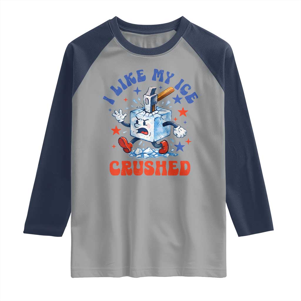 Subtle Abolish ICE Raglan Shirt Vintage I Like My Ice Crushed TS10 Sport Gray Navy Print Your Wear