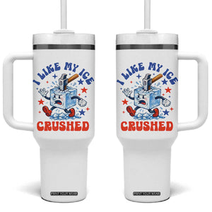 Subtle Abolish ICE Tumbler With Handle Vintage I Like My Ice Crushed TS10 One Size: 40 oz White Print Your Wear