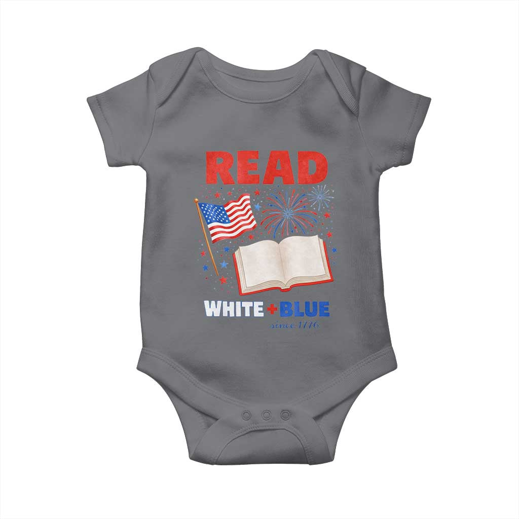 Patriotic Bookish 4th Of July Read White Blue Since 1776 Baby Onesie TS10 Charcoal Print Your Wear