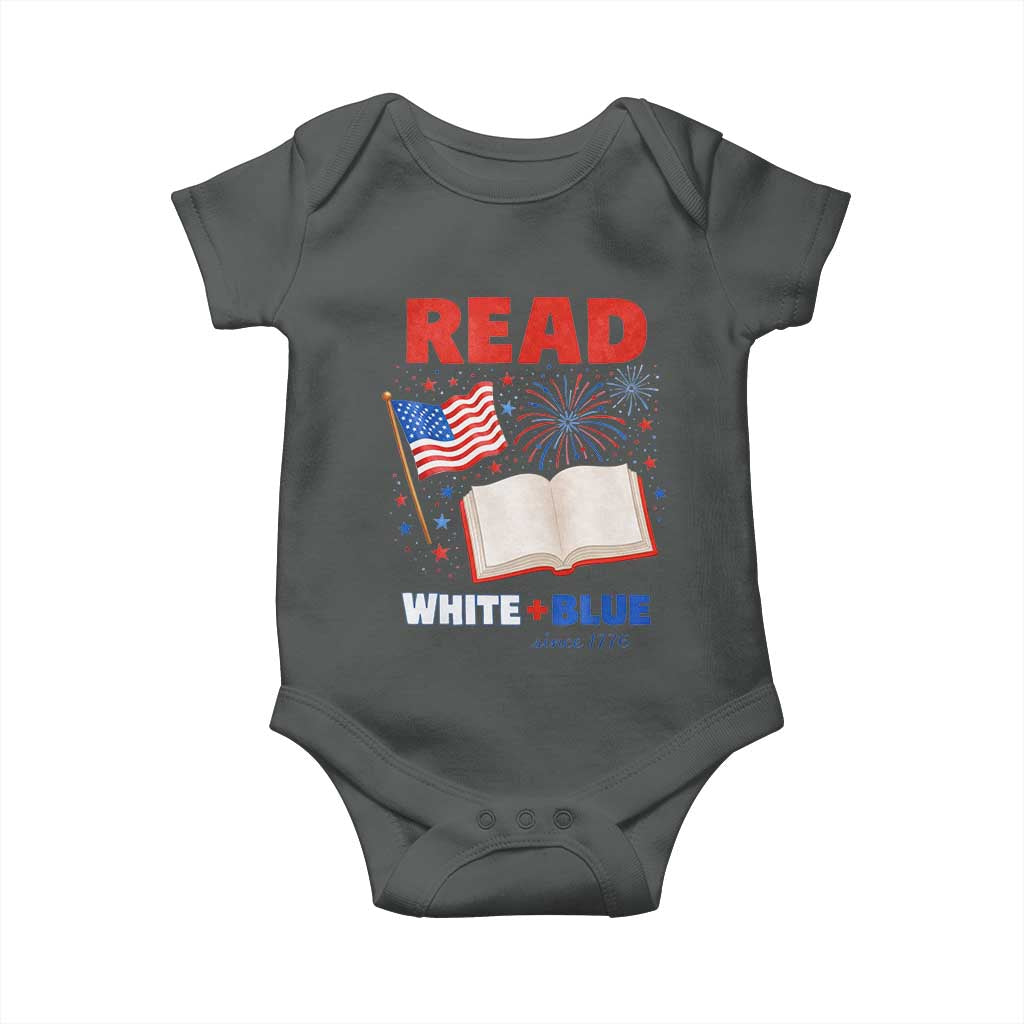 Patriotic Bookish 4th Of July Read White Blue Since 1776 Baby Onesie TS10 Dark Heather Print Your Wear