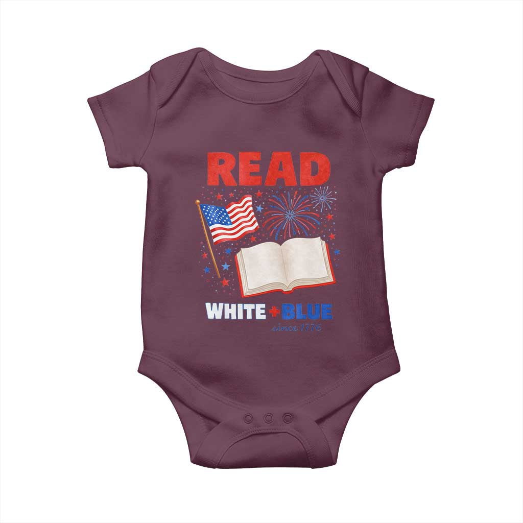 Patriotic Bookish 4th Of July Read White Blue Since 1776 Baby Onesie TS10 Maroon Print Your Wear