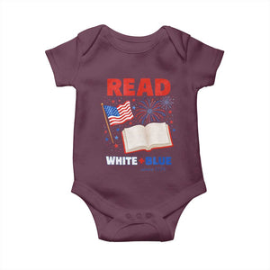 Patriotic Bookish 4th Of July Read White Blue Since 1776 Baby Onesie TS10 Maroon Print Your Wear