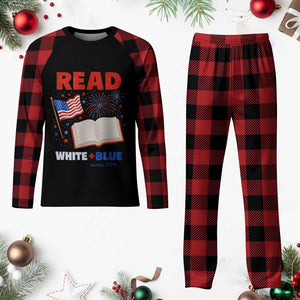 Patriotic Bookish 4th Of July Read White Blue Since 1776 Plaid Pajama Set TS10 Buffalo Plaid Print Your Wear