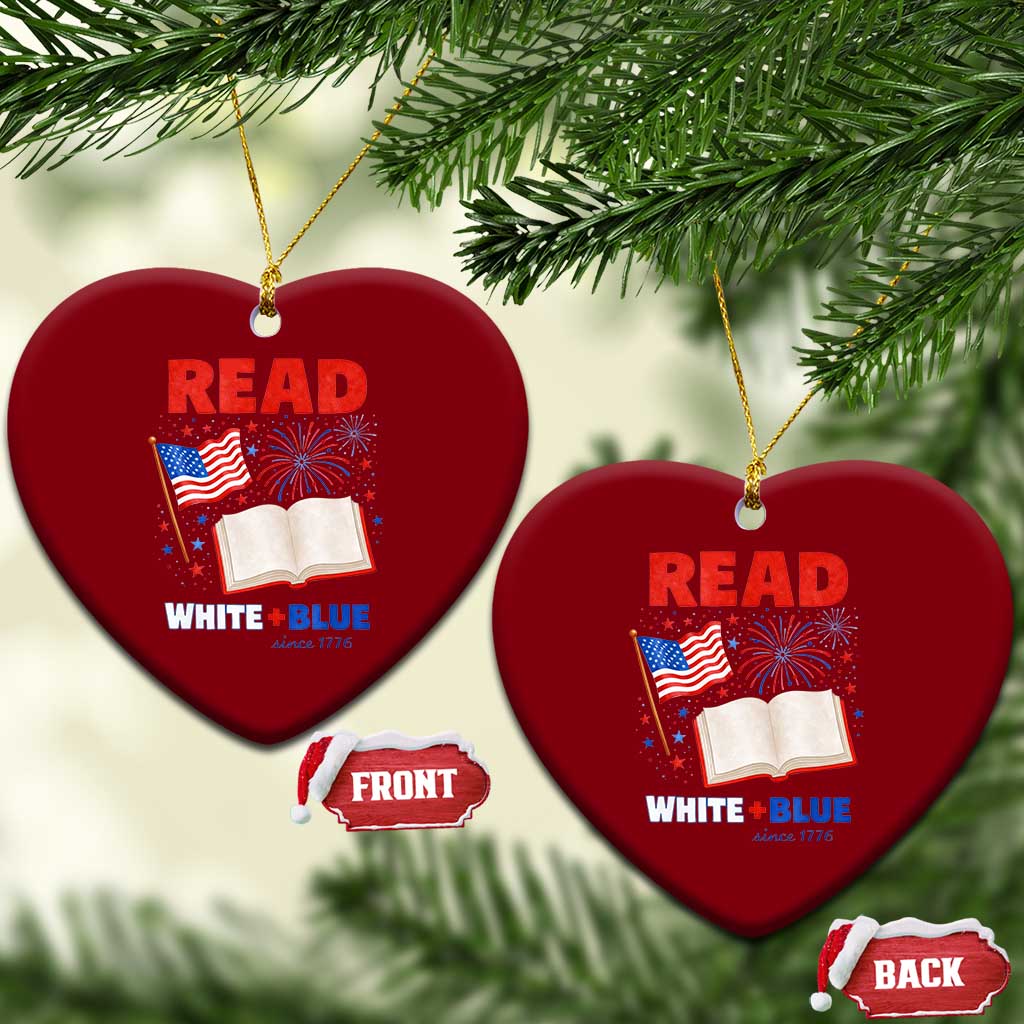 Patriotic Bookish 4th Of July Read White Blue Since 1776 Ceramic Ornament TS10 Print Your Wear