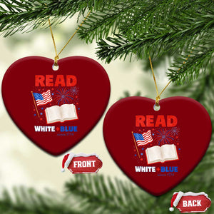 Patriotic Bookish 4th Of July Read White Blue Since 1776 Ceramic Ornament TS10 Print Your Wear