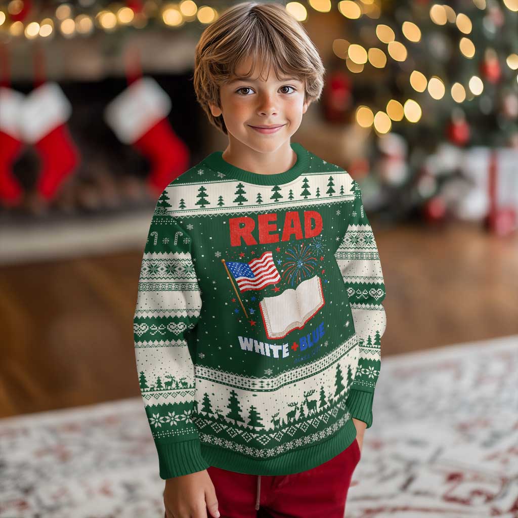 Patriotic Bookish 4th Of July Read White Blue Since 1776 Ugly Christmas Sweater TS10 Forest Green Beige Print Your Wear