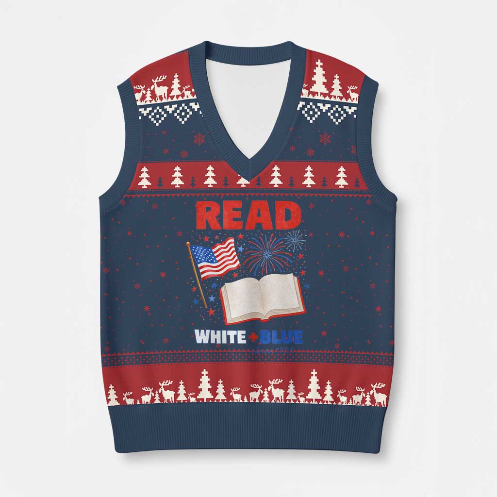 Patriotic Bookish 4th Of July Read White Blue Since 1776 V-Neck Knit Sweater Vest TS10 Navy Red Print Your Wear