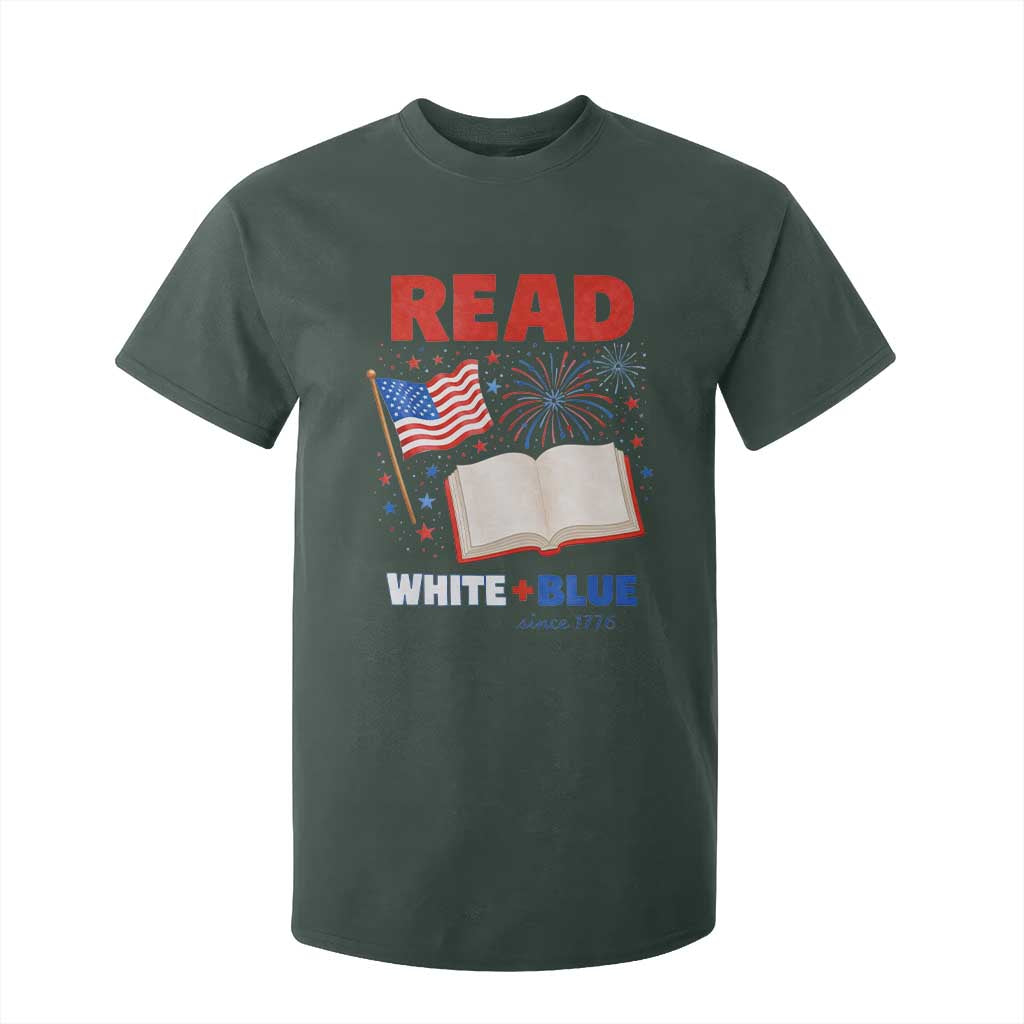 Patriotic Bookish 4th Of July Read White Blue Since 1776 T Shirt For Kid TS10 Dark Forest Green Print Your Wear