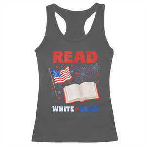 Patriotic Bookish 4th Of July Read White Blue Since 1776 Racerback Tank Top TS10 Dark Heather Print Your Wear