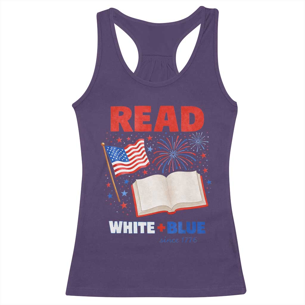 Patriotic Bookish 4th Of July Read White Blue Since 1776 Racerback Tank Top TS10 Purple Print Your Wear