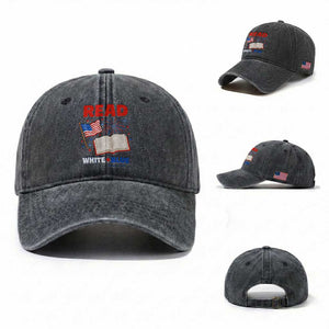 Patriotic Bookish 4th Of July Read White Blue Since 1776 Washed Cotton Baseball Cap TS10 Washed Cap Universal Fit Dark Gray Print Your Wear